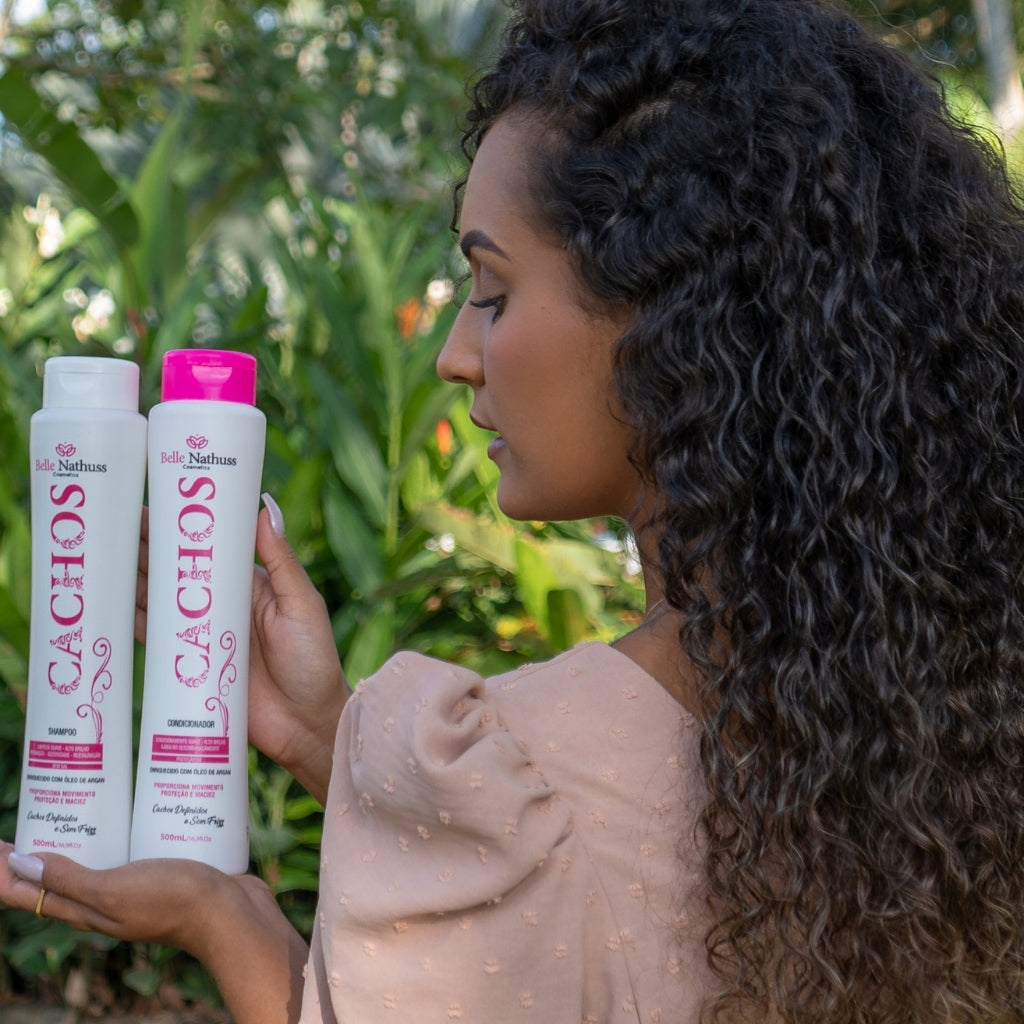 Kit Cachos Shampoo Condicionador Máscara 500 ml - Belle Nathuss