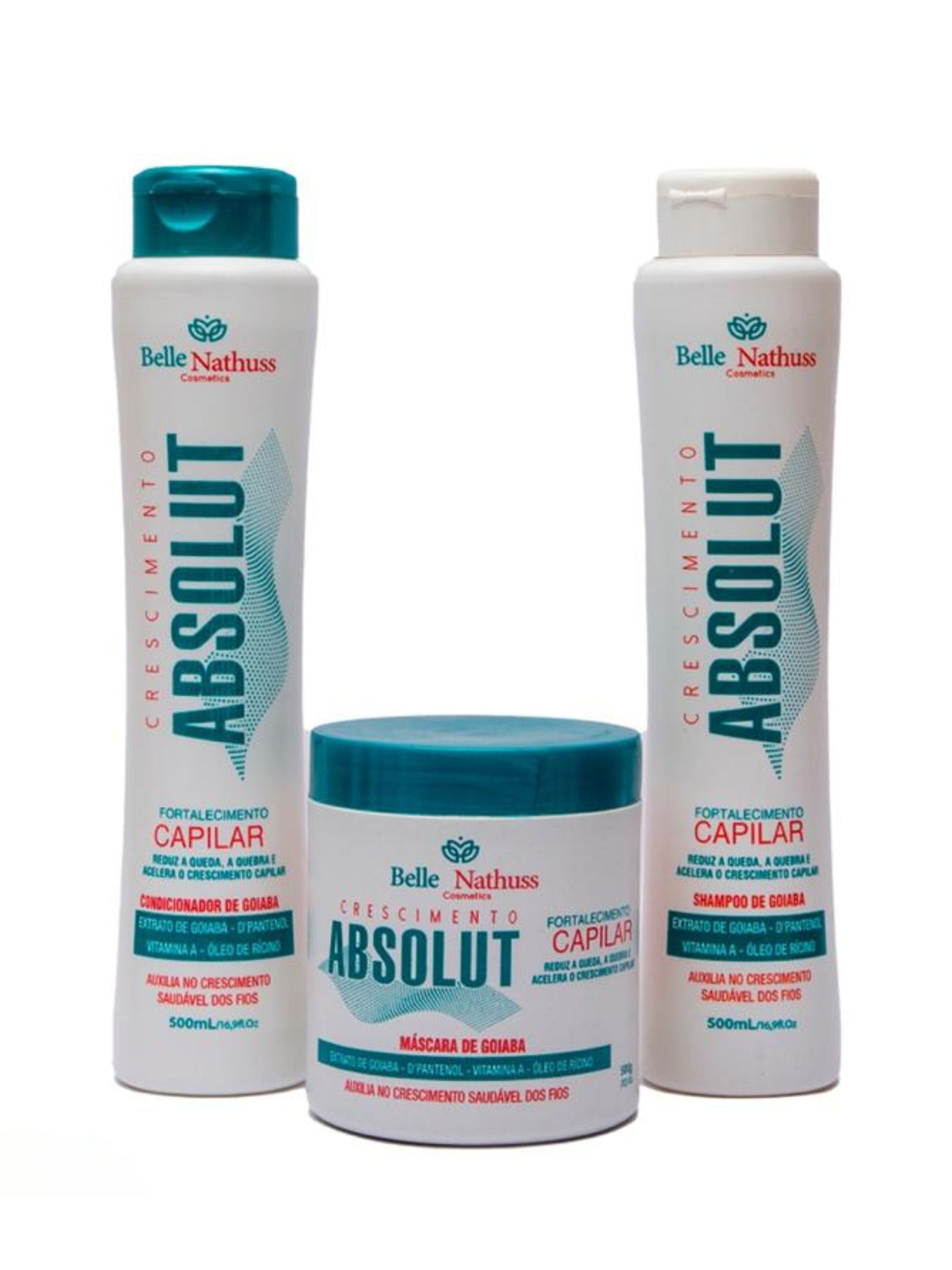 Kit Crescimento Absolut Shampoo Condicionador Máscara 500 ml - Belle Nathuss