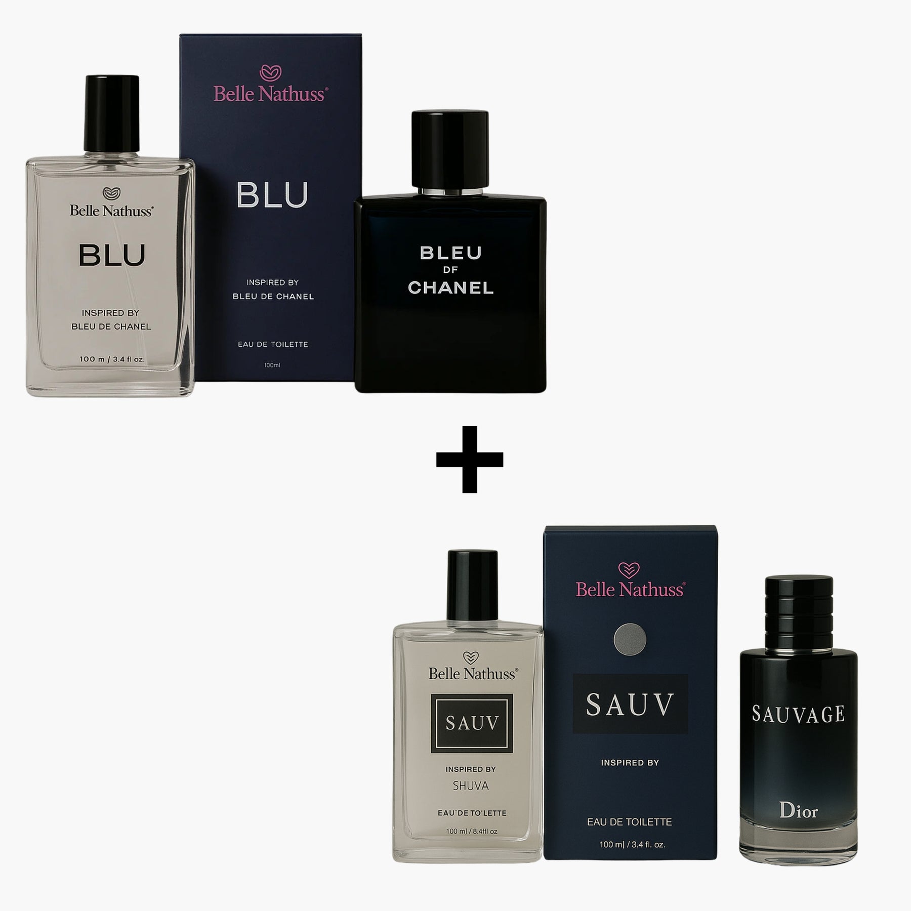 Kit 2 Perfumes Masculino - Blu + Sauv Eua de Toillete 100ml cada - Belle Nathuss