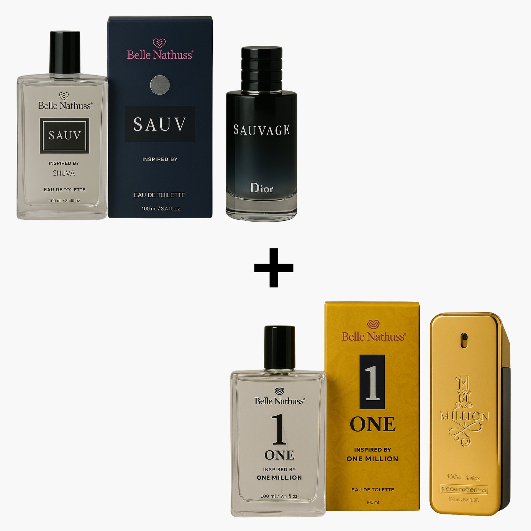 Kit 2 Perfumes Masculino - Sauv + One Eua de Toillete 100ml cada - Belle Nathuss
