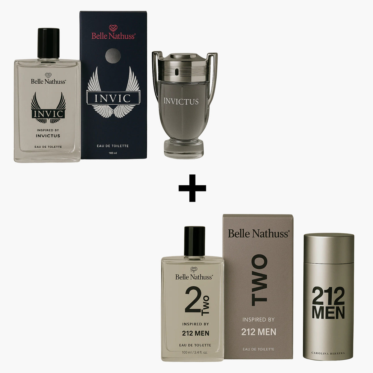 Kit 2 Perfumes Masculino - Invic + Two Eua de Toillete 100ml cada - Belle Nathuss