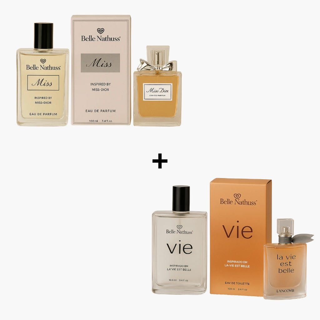 Kit 2 Perfumes Femininos - Miss + Vie 100ml cada - Belle Nathuss