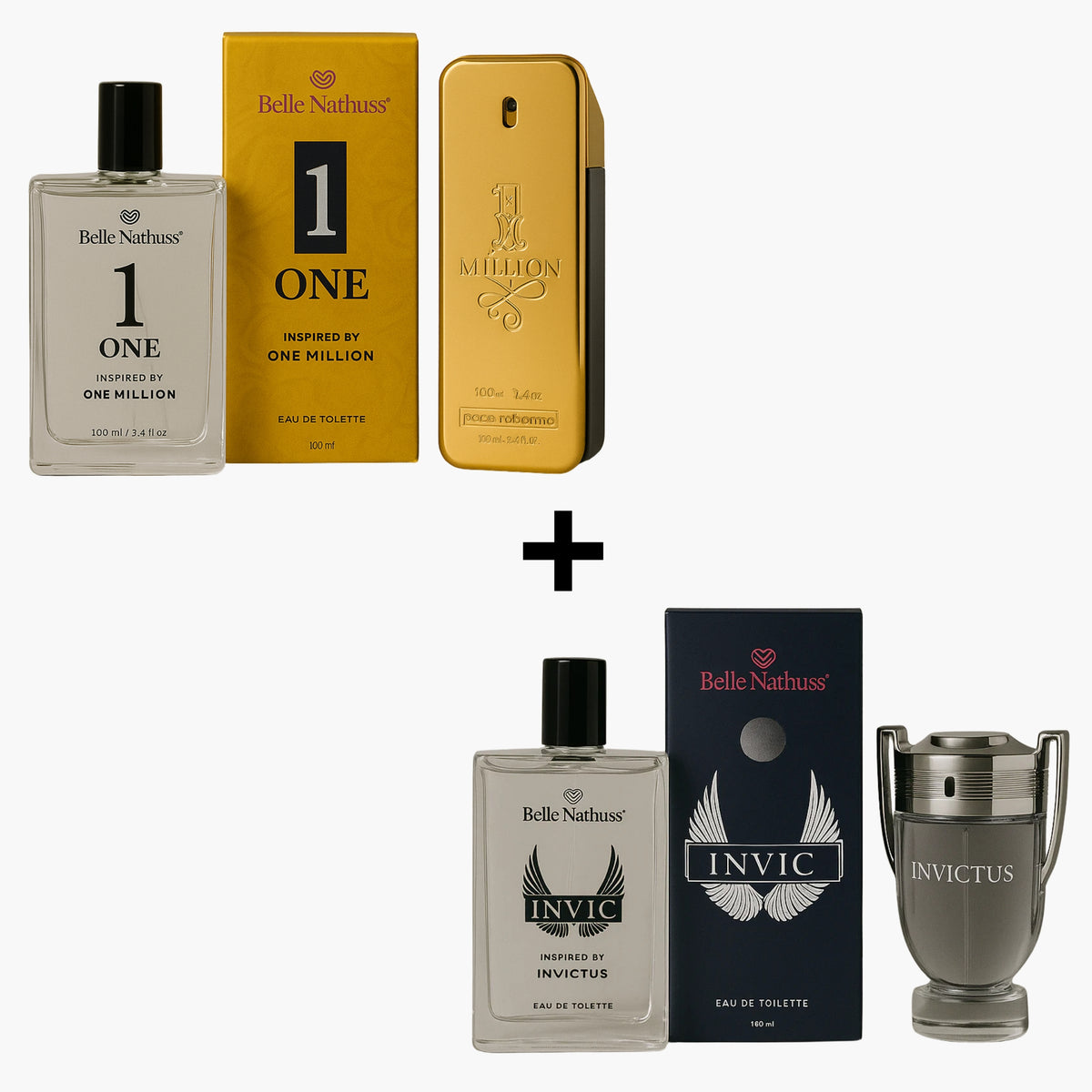 Kit 2 Perfumes Masculino - Invic + One Eua de Toillete 100ml cada - Belle Nathuss