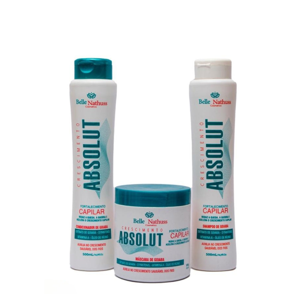 Kit Crescimento Absolut Shampoo Condicionador Máscara 500 ml - Belle Nathuss