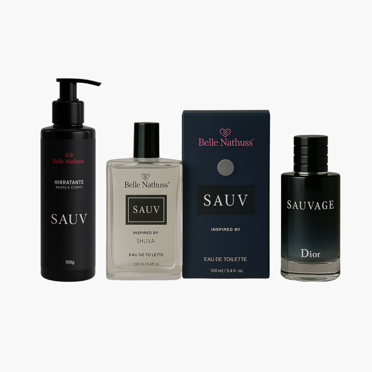 Kit Perfume + Hidratante Sauv Masculino Eua de Toillete - Belle Nathuss
