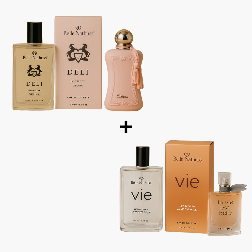 Kit 2 Perfumes Femininos - Deli + Vie 100ml cada - Belle Nathuss