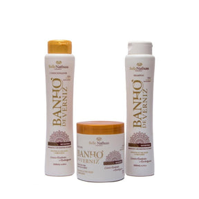 Kit Banho de Verniz Shampoo Condicionador Máscara 500 ml - Belle Nathuss
