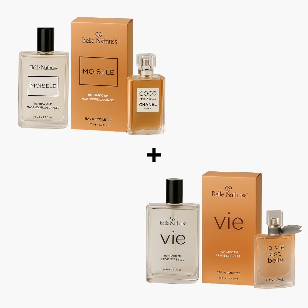 Kit 2 Perfumes Femininos - Moisele + Vie 100ml cada - Belle Nathuss
