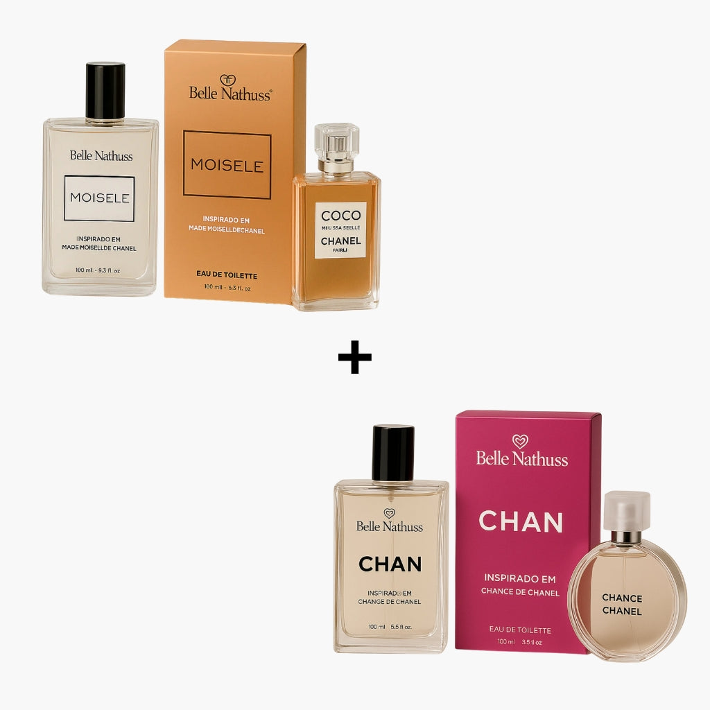 Kit 2 Perfumes Femininos - Moisele + Chan 100ml cada - Belle Nathuss