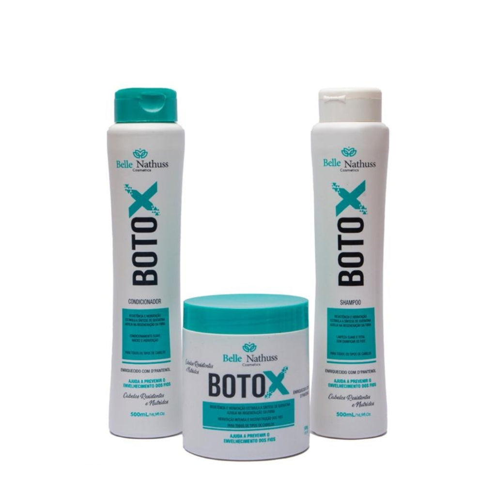Kit Botox Shampoo Condicionador Máscara 500 ml - Belle Nathuss