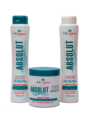 Kit Crescimento Absolut Shampoo Condicionador Máscara 500 ml - Belle Nathuss
