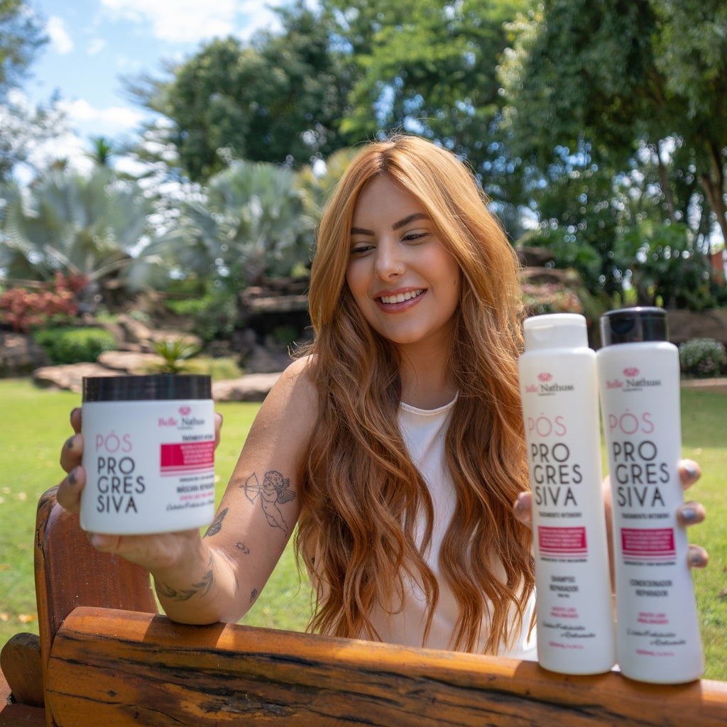 Kit Pós Progressiva Shampoo Condicionador Máscara 500 ml - Belle Nathuss