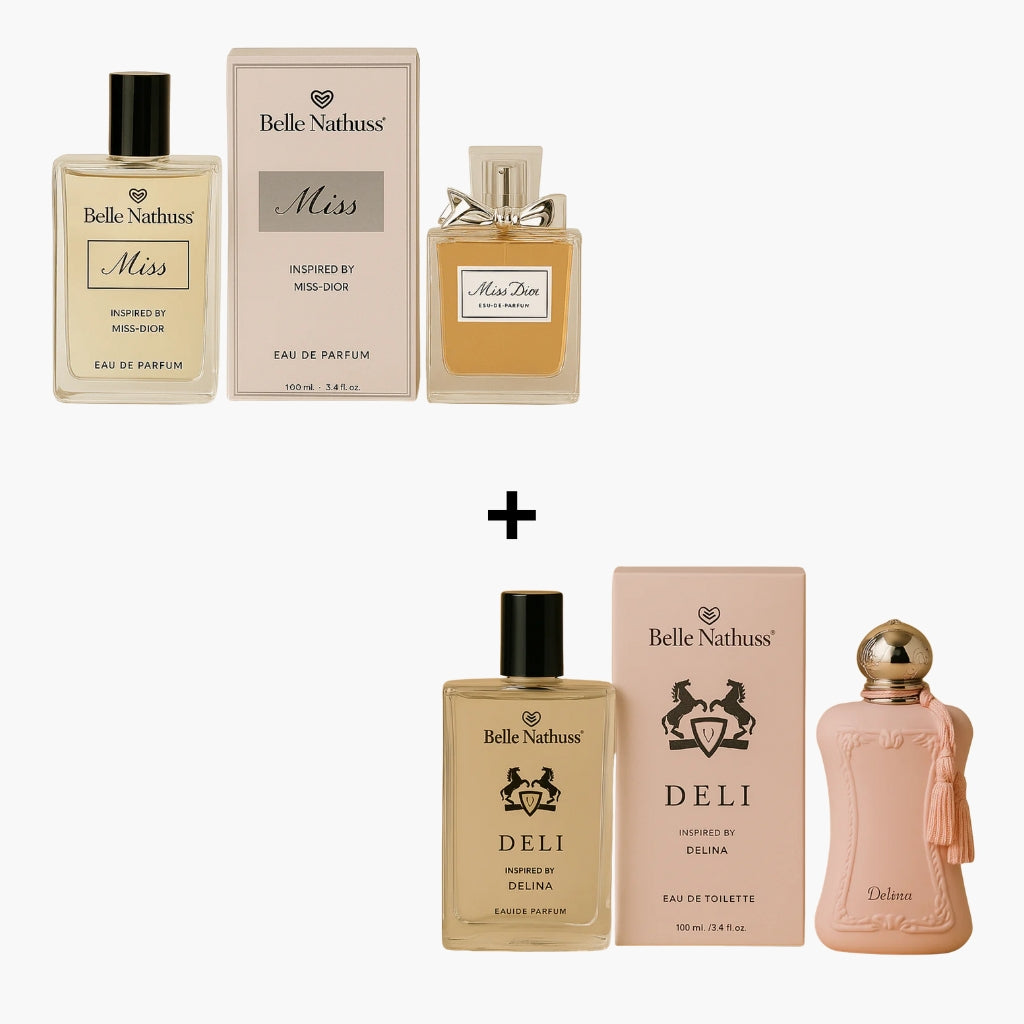 Kit 2 Perfumes Femininos - Miss + Deli 100ml cada - Belle Nathuss