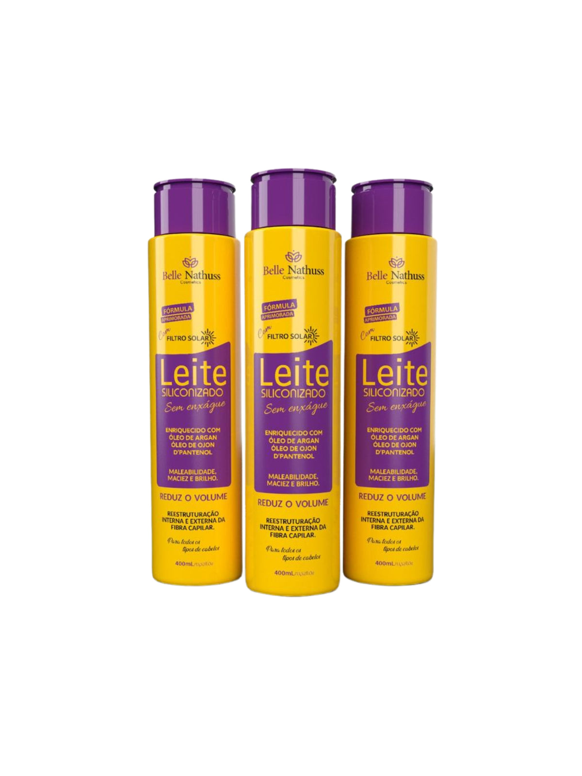 Kit 3 Leite Siliconado Com Filtro Solar - Belle Nathuss